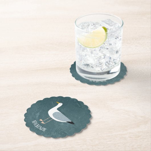 Cute Seagull Name Kartonnen Onderzetters (Insitu)