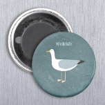 Cute Seagull Name Magneet<br><div class="desc">Een juktige zeemeeuw die bij de oceaan staat. Ideaal voor mensen die van zassige vogels houden en voor de kust. Personaliseer door de naam te veranderen of te verwijderen.</div>