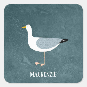 Cute Seagull Name Vierkante Sticker