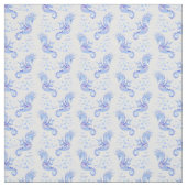Cute Seahorse Blue White Paars Pattern Stof (Swatch)