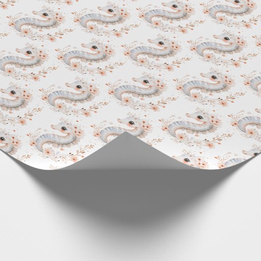 Cute Seahorse Cadeaupapier (Hoek)