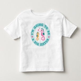Cute seahorse cartoon Ik word een grote zus Kinder Shirts