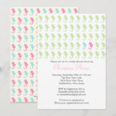 Cute Seahorse Girl Boy Multiple Baby shower Kaart (Voorkant / Achterkant)