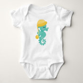 Cute Seahorse, Green Seahorse, Sleeping Seahorse Romper (Voorkant)