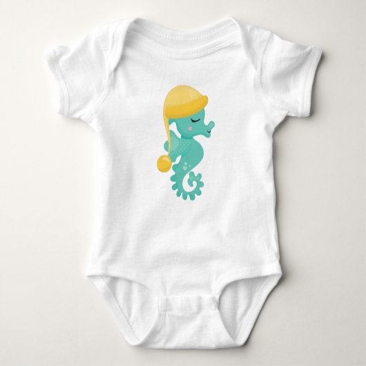 Cute Seahorse, Green Seahorse, Sleeping Seahorse Romper (Voorkant)