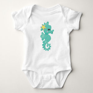 Cute Seahorse, Green Seahorse, Starfish, Hearts Romper