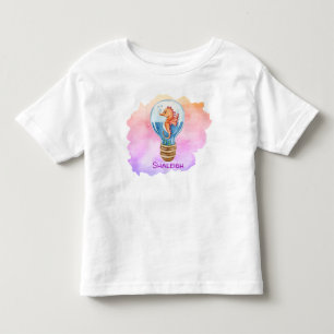 Cute Seahorse in Lightbulb - Waterverf Background Kinder Shirts