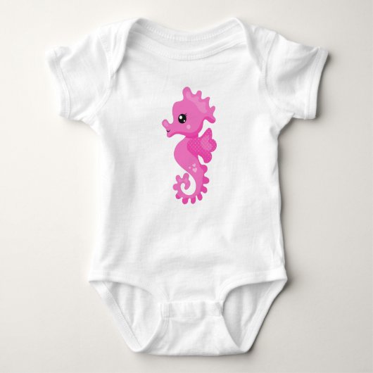 Cute Seahorse, Little Seahorse, Pink Seahorse Romper (Voorkant)