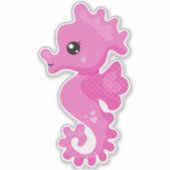 Cute Seahorse, Little Seahorse, Pink Seahorse Sticker (Voorkant)