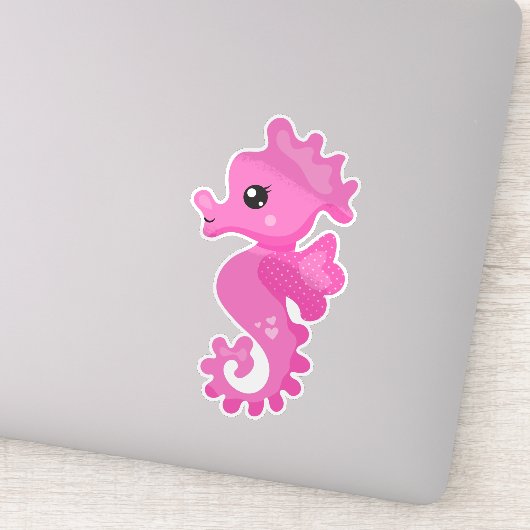 Cute Seahorse, Little Seahorse, Pink Seahorse Sticker (Detail)