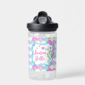 Cute Seahorse Mermaid Scales Ocean Theme Name Waterfles (Voorkant)
