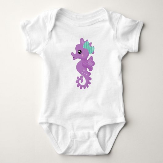 Cute Seahorse, Paarse Seahorse, Ribbon, sterren Romper (Voorkant)