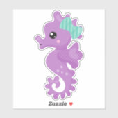 Cute Seahorse, Paarse Seahorse, Ribbon, sterren Sticker (Vel)
