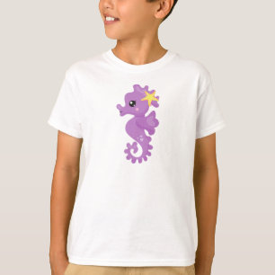 Cute Seahorse, Paarse Seahorse, Starfish, Hearts T-shirt
