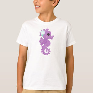 Cute Seahorse, Paarse Seahorse, Starfish, Seashell T-shirt