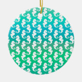 Cute Seahorse Pattern on Blue Green Keramisch Ornament (Voorkant)