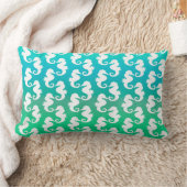Cute Seahorse Pattern on Blue Green Kussen (Deken)