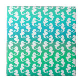 Cute Seahorse Pattern on Blue Green Tegeltje (Voorkant)