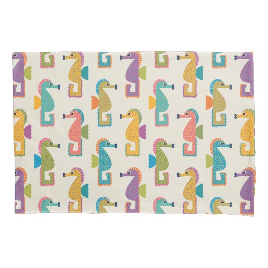 Cute Seahorse Pattern on Cream Kussensloop (Voorkant)