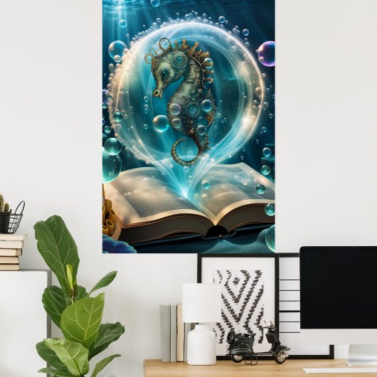 Cute seahorse poster (Thuiskantoor)