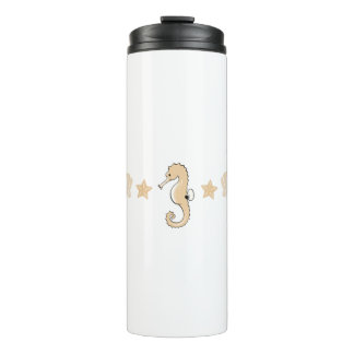 Cute seahorse, sea shells and starfish Patroon Thermosbeker