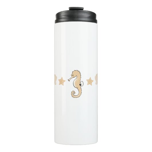 Cute seahorse, sea shells and starfish Patroon Thermosbeker (Voorkant)