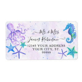 Cute Seahorse Starfish Octopus Seaside Baby shower Etiket