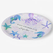 Cute Seahorse Starfish Octopus Seaside Baby shower Papieren Bordje (Gekanteld)