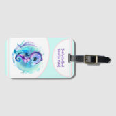Cute Seahorse Summer Vacation Personalized Girl Bagagelabel (Voorkant (horizontaal))