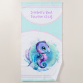 Cute Seahorse Summer Vacation Personalized Girl Strandlaken (Voorkant)