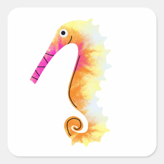 Cute Seahorse Vierkante Sticker (Voorkant)