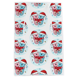 Cute Seahorses Christmas Gift Bag Medium Cadeauzakje