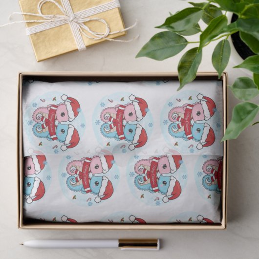Cute Seahorses Christmas Tissue Paper Tissuepapier (Geschenk)