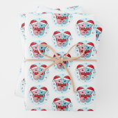 Cute Seahorses Christmas Wrapping Paper Sheets (In situ)