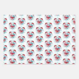 Cute Seahorses Christmas Wrapping Paper Sheets