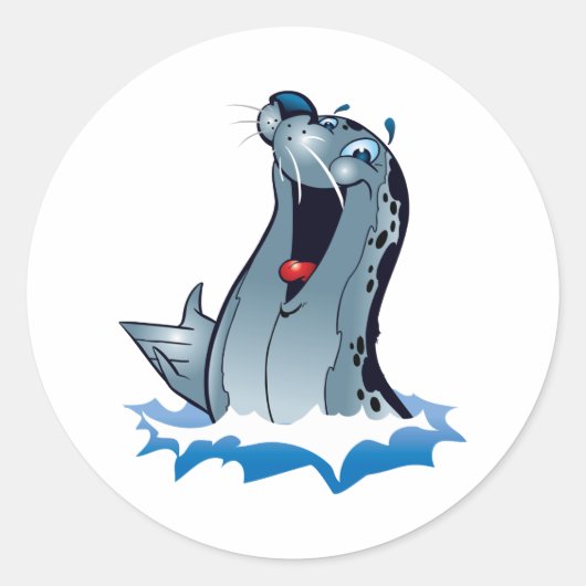 Cute Seal Cartoon Ronde Sticker (Voorkant)