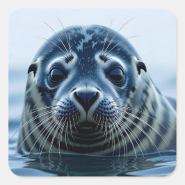 Cute Seal Close up Vierkante Sticker