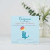 Cute Seal - Fun Kids Birthday Party Invitation Kaart (Staand voorkant)