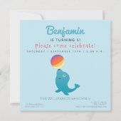 Cute Seal - Fun Kids Birthday Party Invitation Kaart (Voorkant)