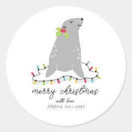 Cute Seal Kerstmis Ronde Sticker