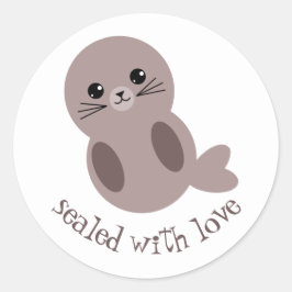 Cute Seal, verzegeld met Love Ronde Sticker