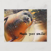 Cute Seal Wildlife Pop Art maakte je glimlachen Briefkaart (Voorkant)