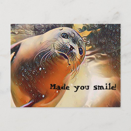 Cute Seal Wildlife Pop Art maakte je glimlachen Briefkaart (Voorkant)
