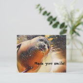 Cute Seal Wildlife Pop Art maakte je glimlachen Briefkaart (Staand voorkant)