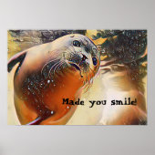 Cute Seal Wildlife Pop Art maakte je tot glimlache Poster (Voorkant)