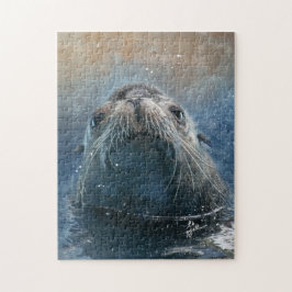 Cute Seal Zee Lion Fotografie Waterverf Legpuzzel