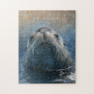 Cute Seal Zee Lion Fotografie Waterverf Legpuzzel