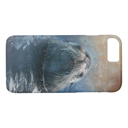 Cute Seal Zee Lion Moderne Waterverf Case-Mate iPhone Case (Achterkant (Horizontaal))