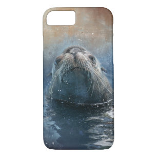 Cute Seal Zee Lion Moderne Waterverf iPhone 8/7 Hoesje