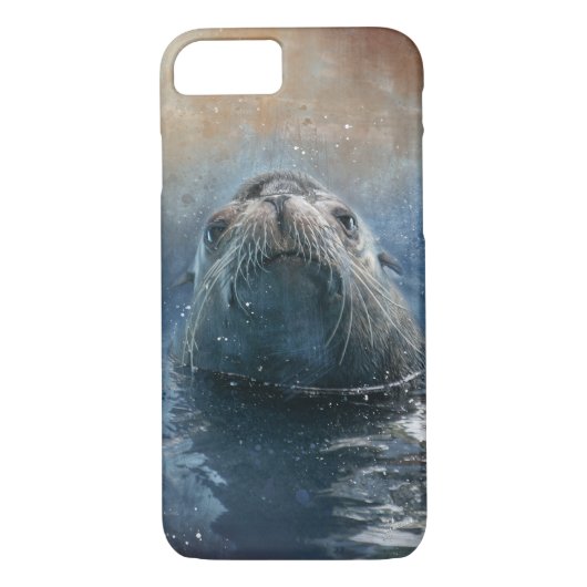 Cute Seal Zee Lion Moderne Waterverf Case-Mate iPhone Case (Achterkant)